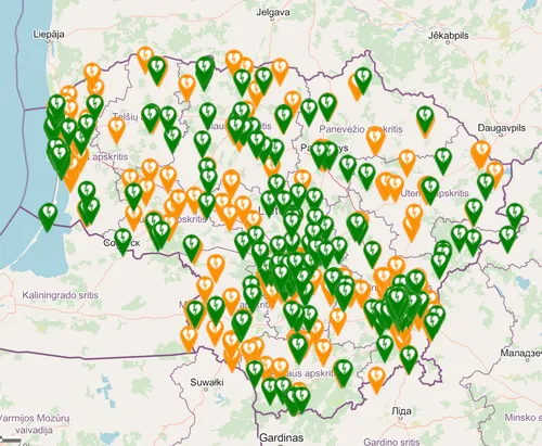 AED žemėlapis Lietuvoje - kur rasti defibriliatorių